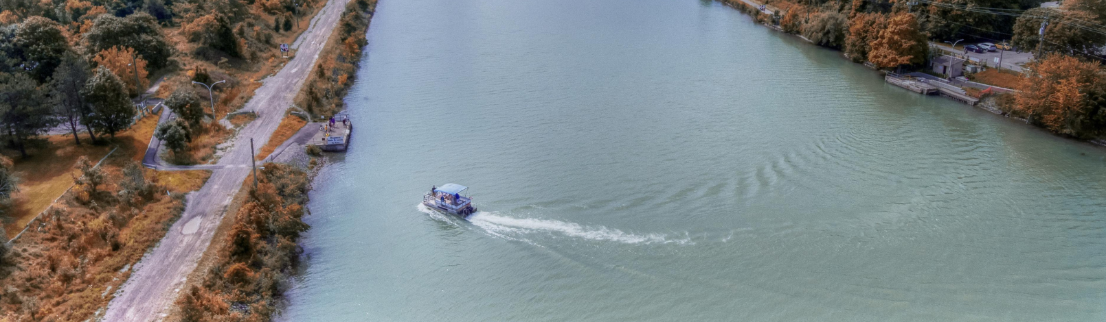 Ferry driving across water