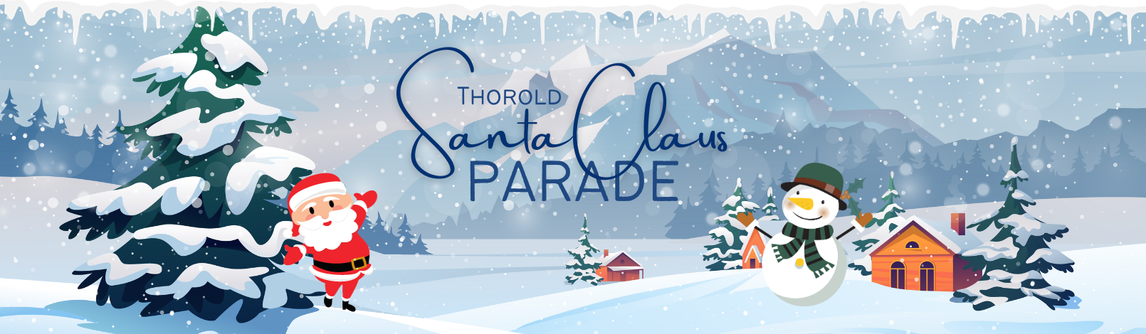 Snowy background with Santa and snowman