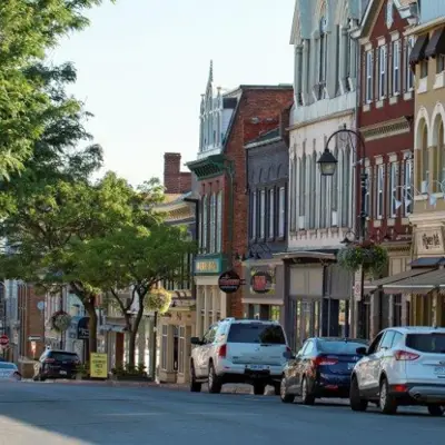 Downtown parking with cars parked on side of road