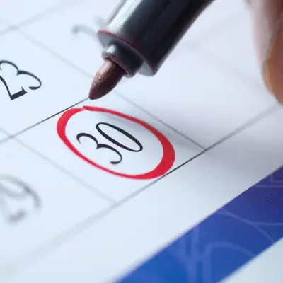 Calendar red circle around a date